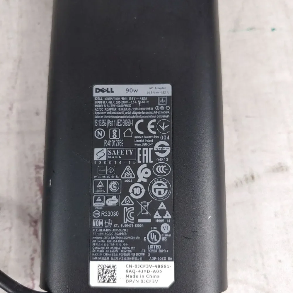 Dell 90W Laptop AC Adapter Charger DA90PM130 19.5V 4.62A 7.4mm Power Cord USED